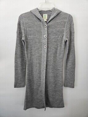 Title Nine 100% washable wool hooded cardigan duster sweater. Size small.